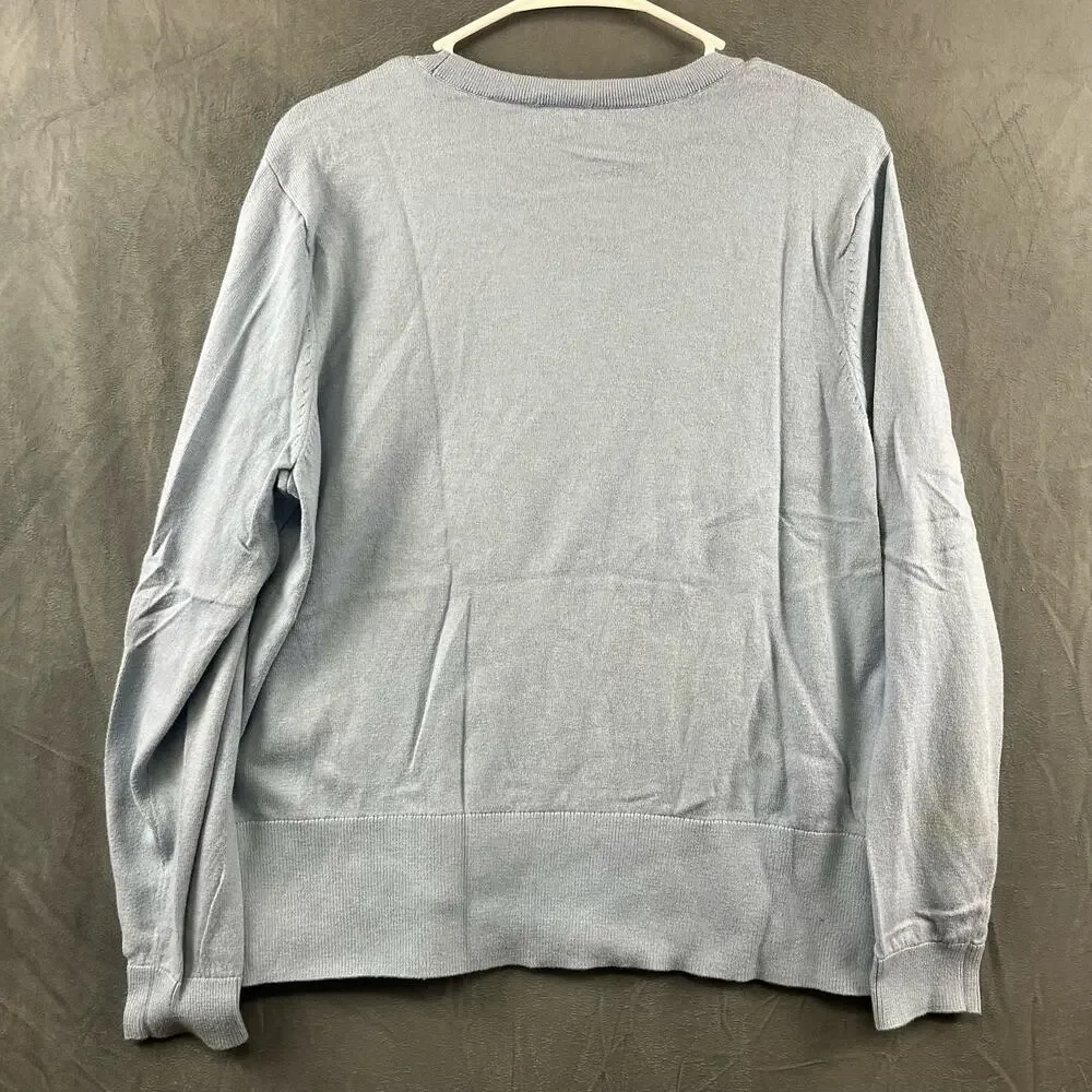J. Jill Knit Sweater Cardigan Preppy Pullover Blue Women's Medium Soft Teacher